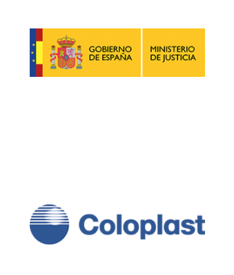 Logo du Ministère de la Justice, Gouvernement d'Espagne et logo de Coloplast